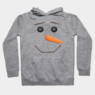 Smiling Snowman Face with Button Eyes and Carrot Nose Hoodie